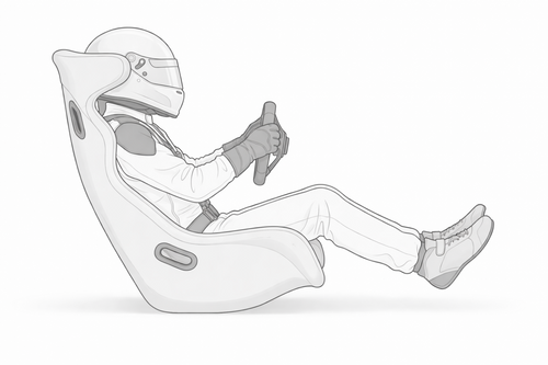 GT-style sim racing driving position setup